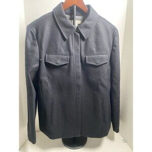 J. Crew Black Wool Mens L Jacket Hidden Full Zip Side Pockets Classy Vintage